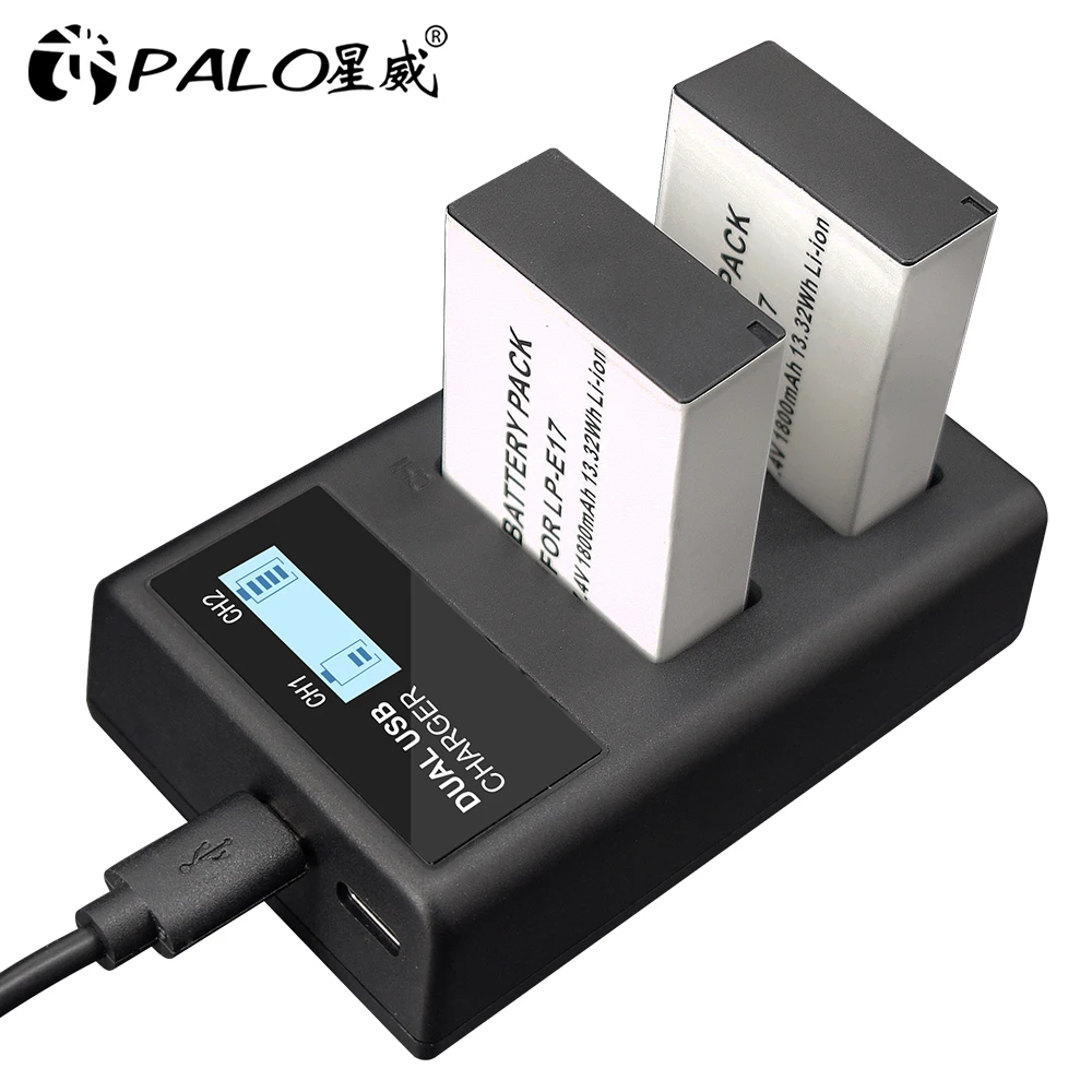 PALO LPE17 LP-E17 NEW LCD USB Dual Battery Charger for Canon EOS 200D M3 M6 750D 760D T6i T6s 800D 8000D Kiss X8i Cameras
PALO LPE17 LP-E17 NEW LCD USB Dual Battery Charger for Canon EOS 200D M3 M6 750D 760D T6i T6s 800D 8000D Kiss X8i Cameras