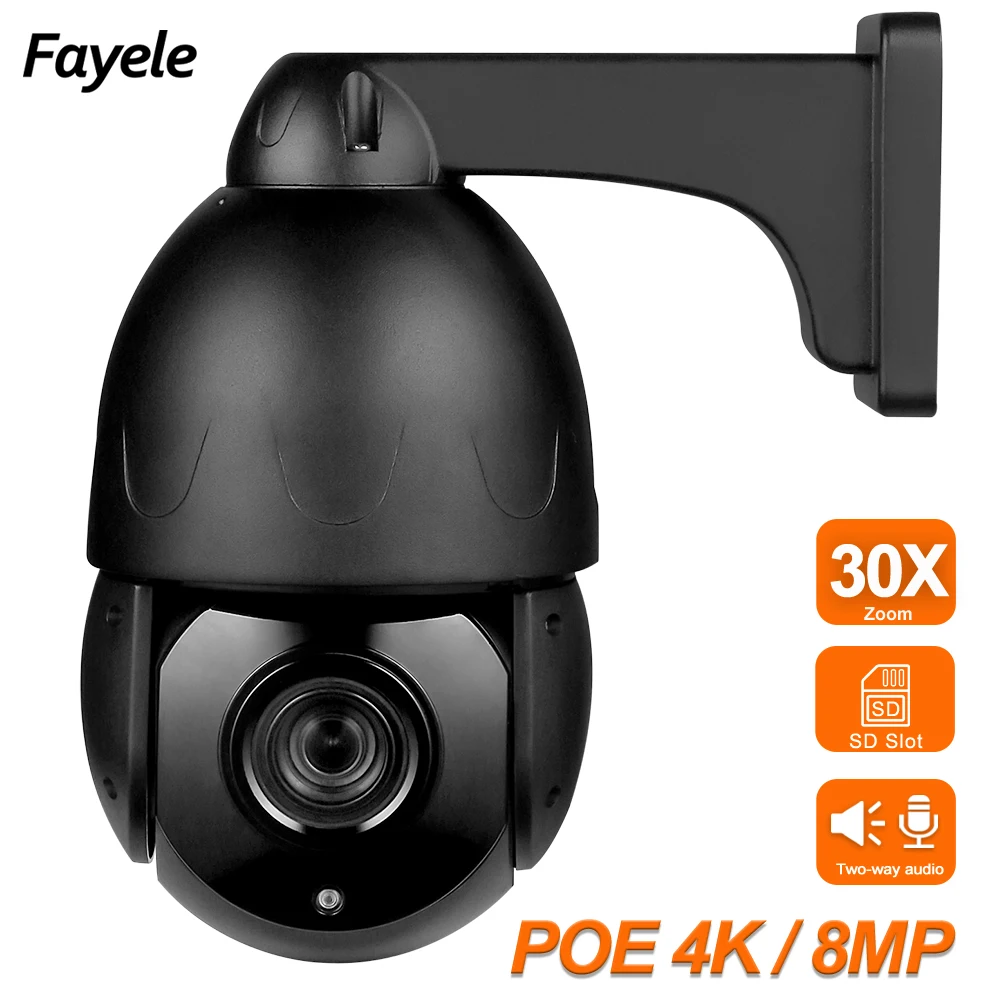 

POE 8MP PTZ Camera 4K 3840*2160 Pan Tilt 30X Zoom POE 5MP Starlight IR IP Camera SD Cloud Storage 2-way Audio Motion Detection