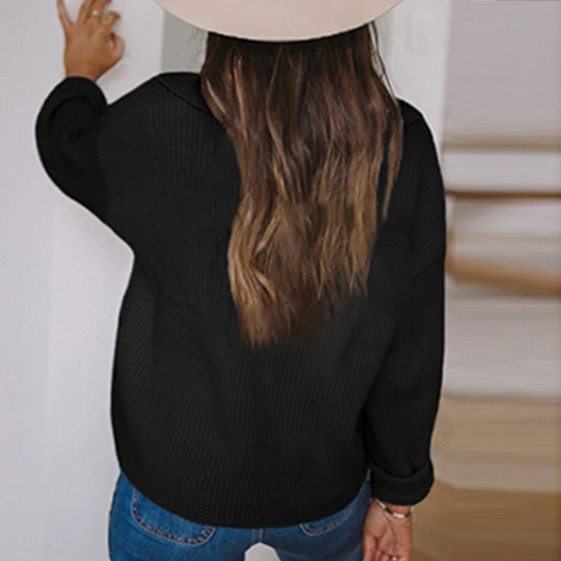 Solid Female Long Sleeve Casual Sweaters Jumper Autumn Winter Rib Knitted Sweater Women Turn-down Collar Warm Tops Pullover 2021 
Solid Female Long Sleeve Casual Sweaters Jumper Autumn Winter Rib Knitted Sweater Women Turn-down Collar Warm Tops Pullover 2021