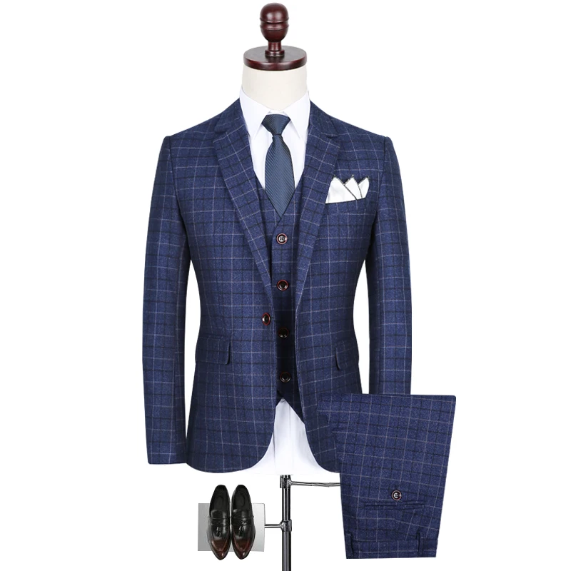 New 2019 Men Business 3pcs Suit Sets Male lattice One Button Formal Tuxedos Wedding Groomsmen Dress plaid Suit Plus Size S-5XL
New 2019 Men Business 3pcs Suit Sets Male lattice One Button Formal Tuxedos Wedding Groomsmen Dress plaid Suit Plus Size S-5XL