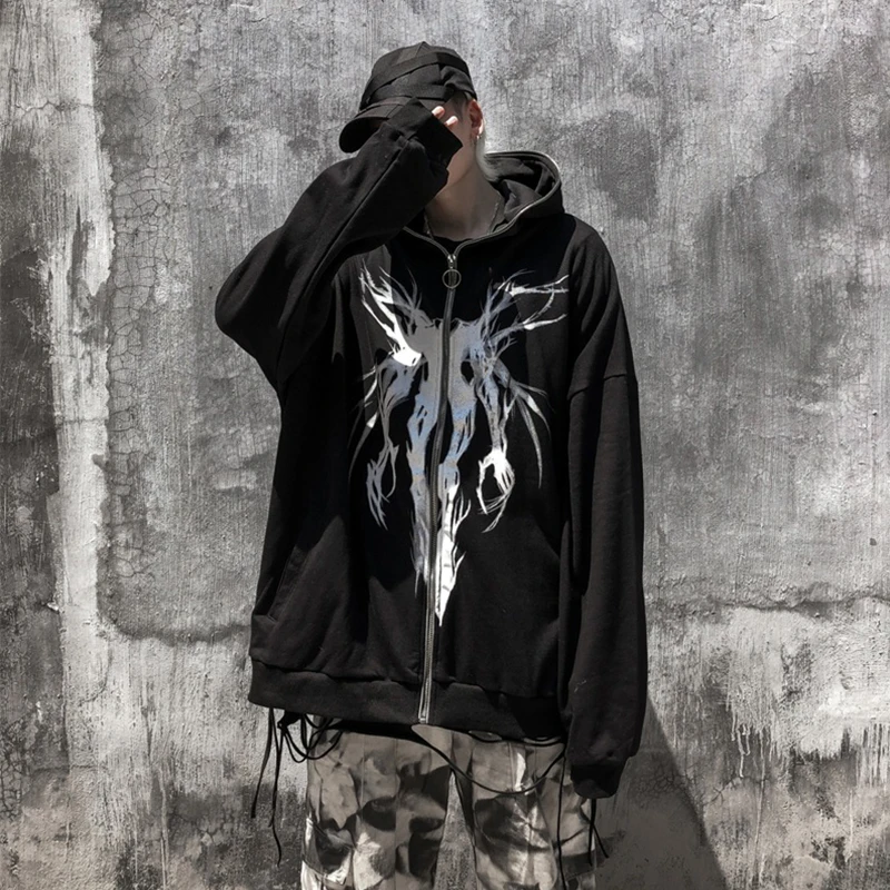 Punk Graphic Print Ribbon Harajuku Hoodie Men Oversize Casual Black Cool Gothic Coat Zipper Fashion Sweatshirt Streetwear Autumn
Punk Graphic Print Ribbon Harajuku Hoodie Men Oversize Casual Black Cool Gothic Coat Zipper Fashion Sweatshirt Streetwear Autumn
