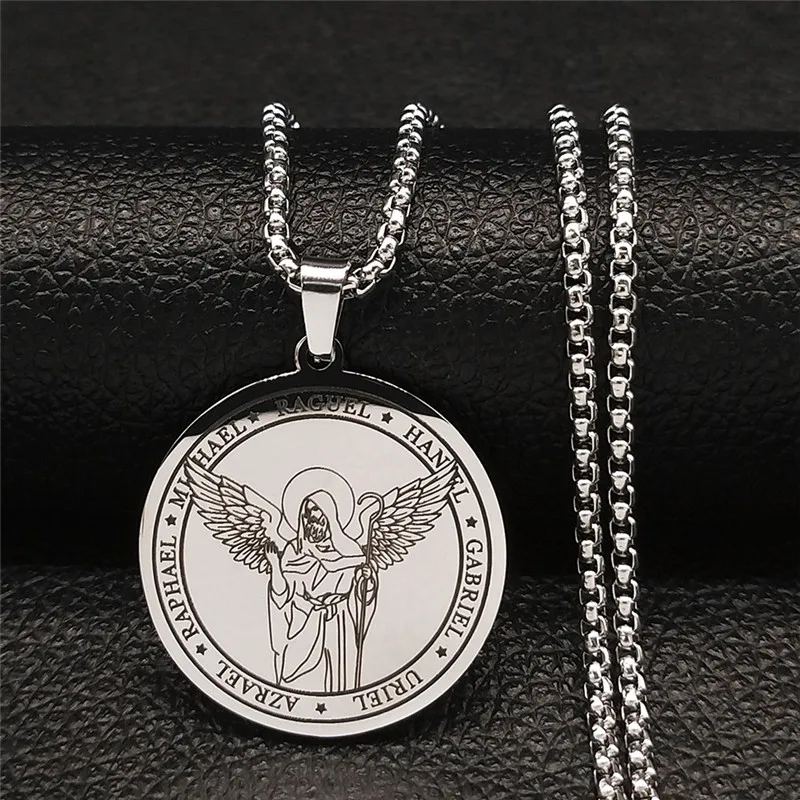 RAPHAEL MICHAEL RAGUEL GABRIEL URIEL HANIEL AZRAEL Statement Necklace Silver Color Round Necklaces Seven Angels Jewery XH280S02
RAPHAEL MICHAEL RAGUEL GABRIEL URIEL HANIEL AZRAEL Statement Necklace Silver Color Round Necklaces Seven Angels Jewery XH280S02
