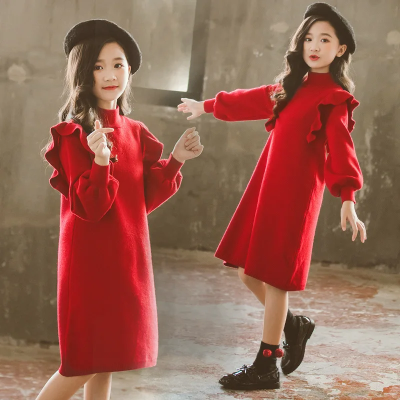 Long-sleeve Knitted Sweater Dress for Girls 2021 Autumn Winter Children Clothing Red Christmas Skirt New Year's Costumes 3-16
Long-sleeve Knitted Sweater Dress for Girls 2021 Autumn Winter Children Clothing Red Christmas Skirt New Year's Costumes 3-16