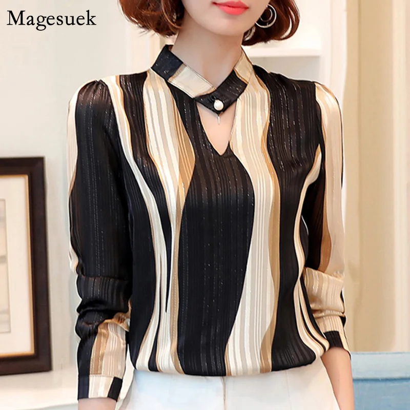 New Spring Plus Size Women Blouse Tops Office Lady Loose Striped Shirt Chiffon Blouse Shirt Long Sleeve Casual Shirts Blusas Z06
New Spring Plus Size Women Blouse Tops Office Lady Loose Striped Shirt Chiffon Blouse Shirt Long Sleeve Casual Shirts Blusas Z06