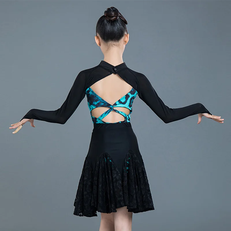 Latin Dance Dress Girls Long Sleeve Blue Leopard Backless Bodysuit Lace Skirts Kids Costumes Rumba Cha Cha Samba Wear DN3874
Latin Dance Dress Girls Long Sleeve Blue Leopard Backless Bodysuit Lace Skirts Kids Costumes Rumba Cha Cha Samba Wear DN3874