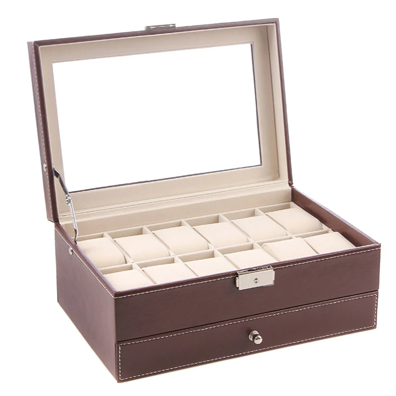 New-coming 12Slots Watch Protective Box PU Leather Case Display Organizer 2Layers Wood Storage Case Jewelry Watches Box Dropship 
New-coming 12Slots Watch Protective Box PU Leather Case Display Organizer 2Layers Wood Storage Case Jewelry Watches Box Dropship
