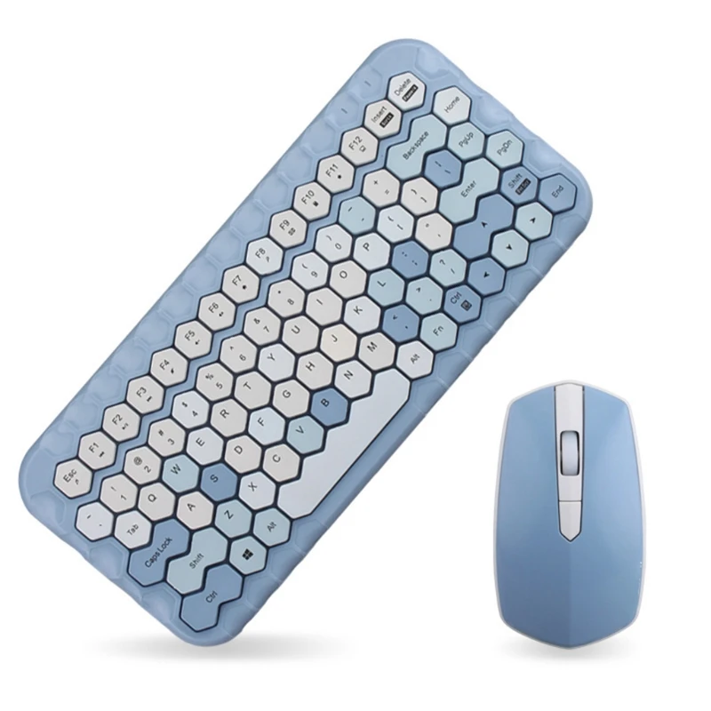SeenDa2.4G Wireless Keyboard Mouse Set Pink Girl Color Wireless Keyboard Comb