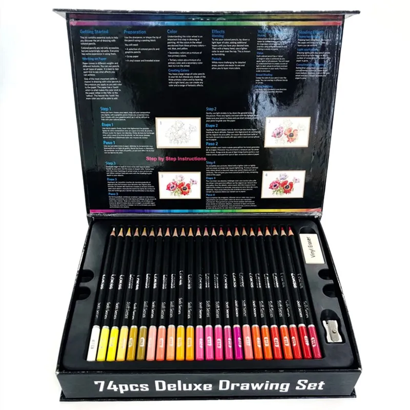 74 pieces of colored pencil set sketch pencil eraser sharpener coloring graffiti drawing tool professional painting art supplies
74 pieces of colored pencil set sketch pencil eraser sharpener coloring graffiti drawing tool professional painting art supplies