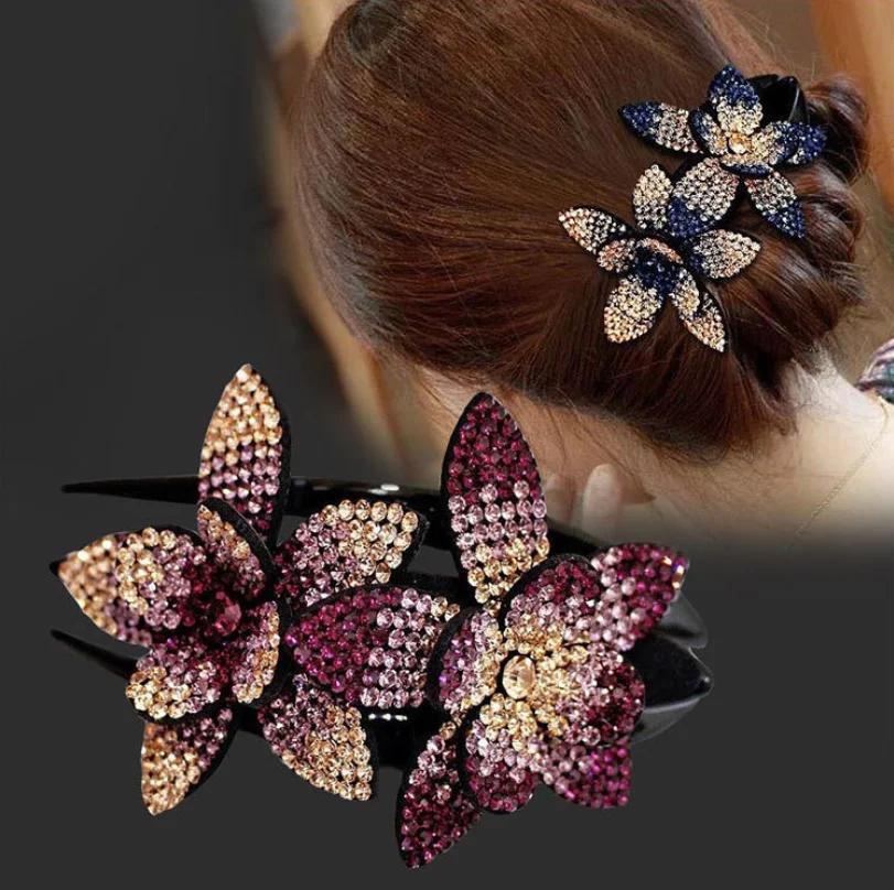 Rhinestone Double Flower Hair Clip Hair Crystal Hair Combs Female Elegant Beads Hairgrip Handmade Fashion Hair Accessories Tools 
Rhinestone Double Flower Hair Clip Hair Crystal Hair Combs Female Elegant Beads Hairgrip Handmade Fashion Hair Accessories Tools