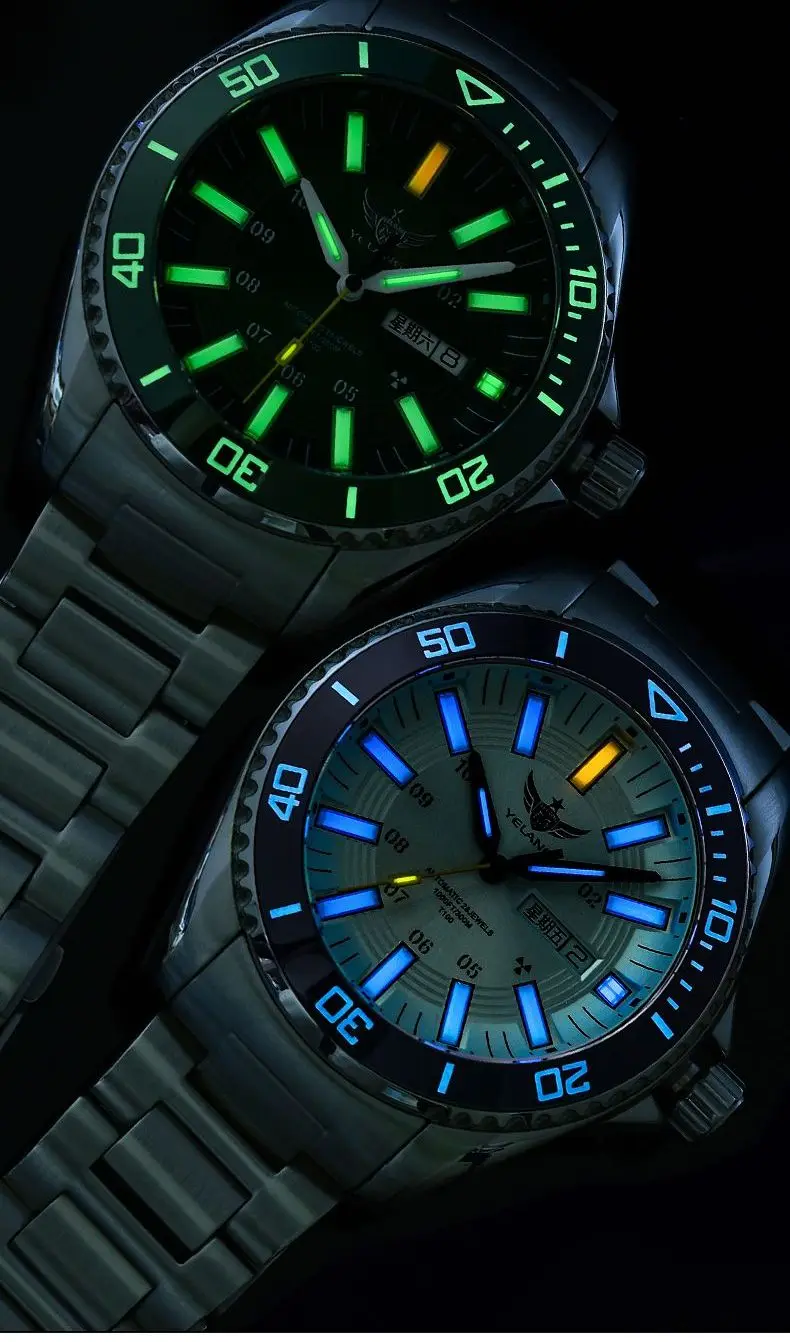 Yelang Мужские автоматические часы Tritium T100 TOP Move Men t 28Jewels китайский английский день плавать ныряльщик военные часы Водонепроницаемость 300м
Yelang Мужские автоматические часы Tritium T100 TOP Move Men t 28Jewels китайский английский день плавать ныряльщик военные часы Водонепроницаемость 300м