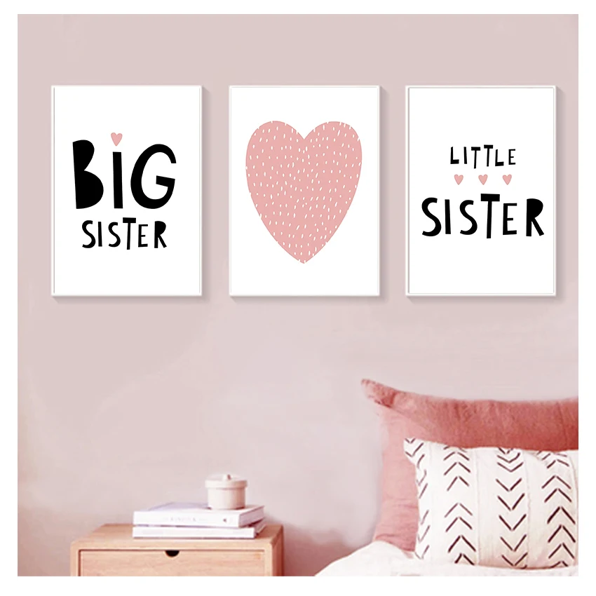 Poster Nursery Canvas Art Print Painting Nordic Kid Decoration Picture Baby Girl Bedroom Decor Pink Heart Big Sister Quotes Wall
Poster Nursery Canvas Art Print Painting Nordic Kid Decoration Picture Baby Girl Bedroom Decor Pink Heart Big Sister Quotes Wall