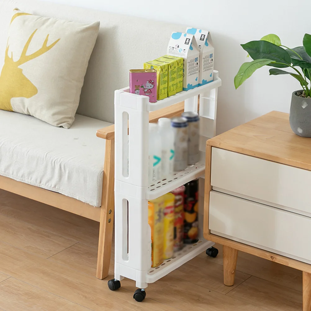 1PC 3-Tier Gap Storage Shelf Movable Slim Slide Out Tower Rack with Wheels for Home Kitchen (White) | Дом и сад