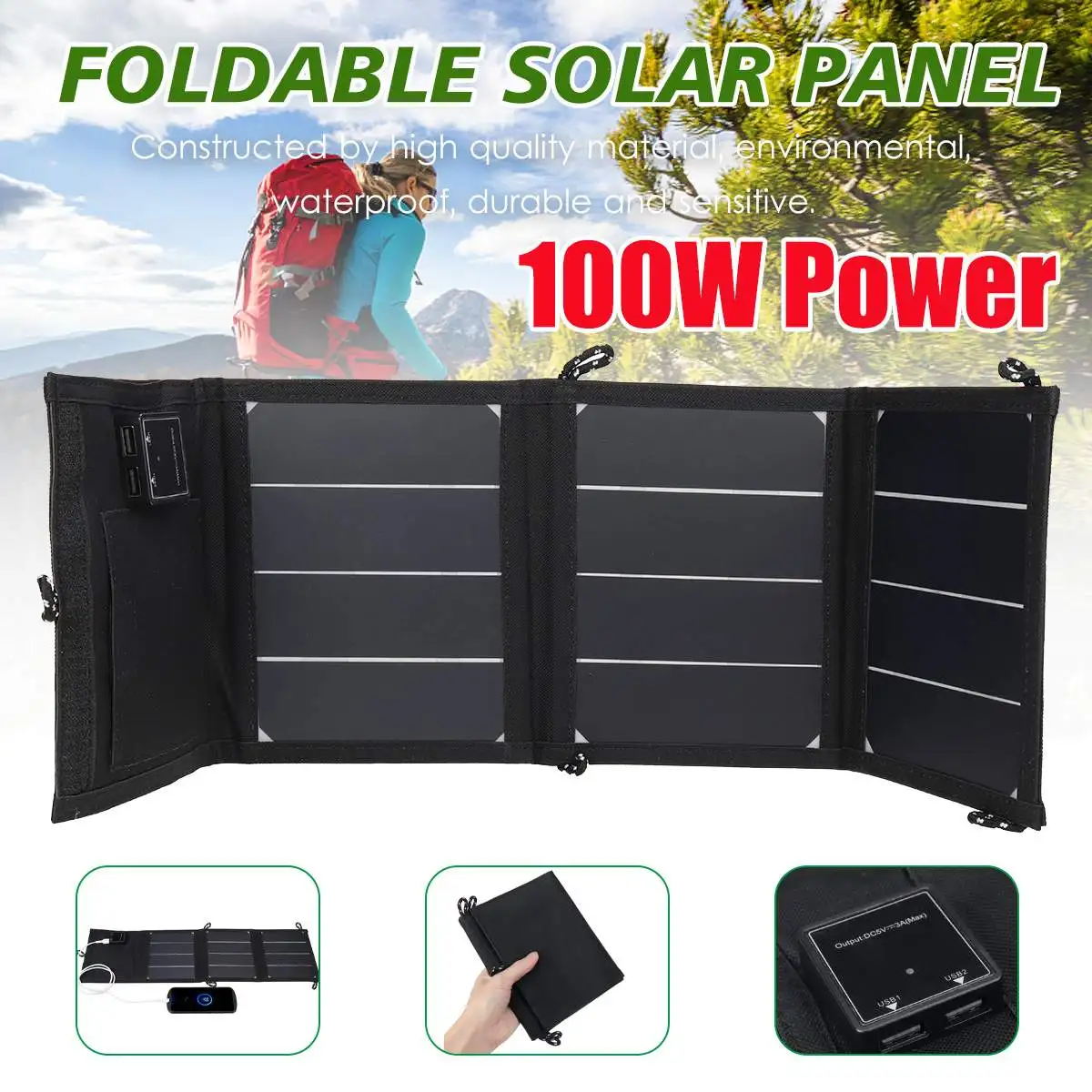 Foldable 100W Portable Solar Panel Charger For Phone Outdoor Camping Travel Hiking Waterproof Emergency Mobile Battery Charger
Foldable 100W Portable Solar Panel Charger For Phone Outdoor Camping Travel Hiking Waterproof Emergency Mobile Battery Charger