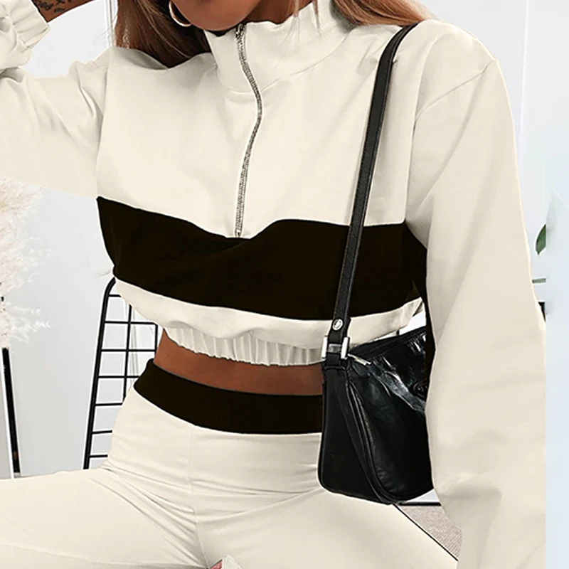 All-Match Retro Women's Suit Crop Top Stand Collar Zippers Lady Tracksuit Polyester High Waist Slim Female Trouser Suits
All-Match Retro Women's Suit Crop Top Stand Collar Zippers Lady Tracksuit Polyester High Waist Slim Female Trouser Suits