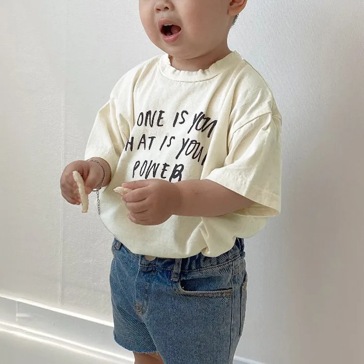 2021 Children's Summer New Tops Tees Baby Boys and Girls Casual English Letters T Shirt Boys Girls Cotton Short-sleeved T-shirt
2021 Children's Summer New Tops Tees Baby Boys and Girls Casual English Letters T Shirt Boys Girls Cotton Short-sleeved T-shirt