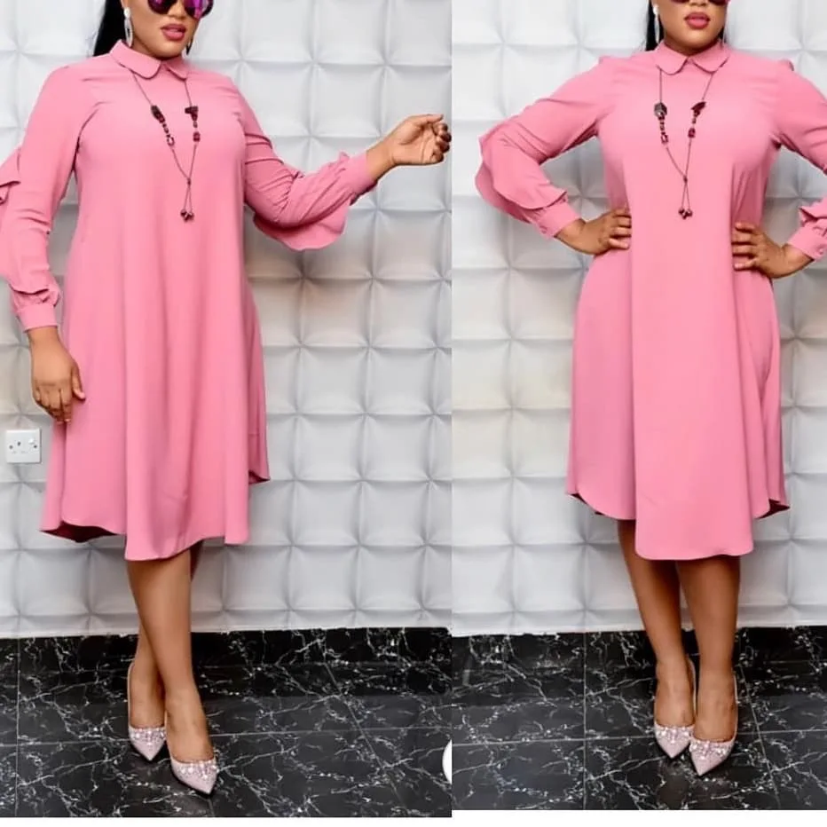 European and American plus size women's spring and autumn fashion high quality long sleeve lapel dress
European and American plus size women's spring and autumn fashion high quality long sleeve lapel dress