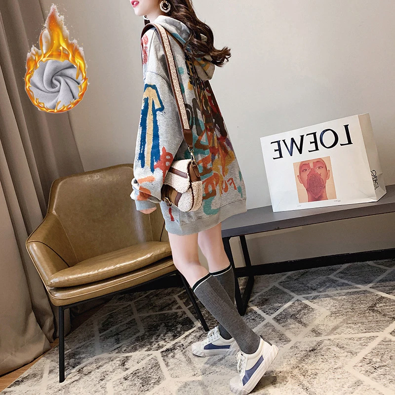 2020 Autumn Winter New Women's Sweatshirt Fashion Loose Print Fleece Hoodies Casual Oversized Mid length Hooded Sweatshirt
2020 Autumn Winter New Women's Sweatshirt Fashion Loose Print Fleece Hoodies Casual Oversized Mid length Hooded Sweatshirt