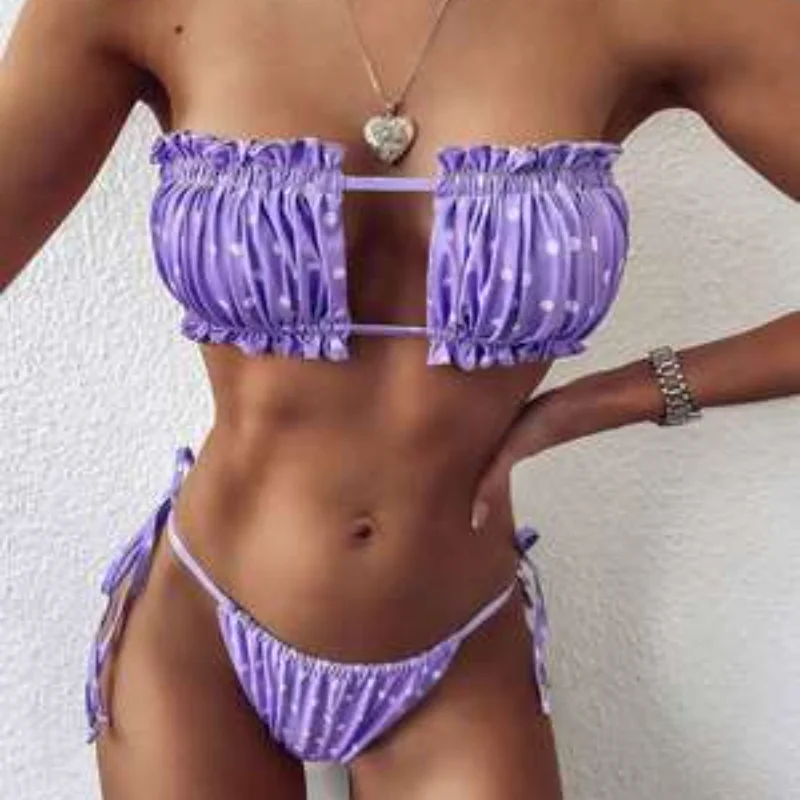 Women's Swimming Suit Sexy Bikini Pleated Bandeau Swimsuit Female Mini Thong Bikini Set Bather Beachwear for Bathing Suit
Women's Swimming Suit Sexy Bikini Pleated Bandeau Swimsuit Female Mini Thong Bikini Set Bather Beachwear for Bathing Suit