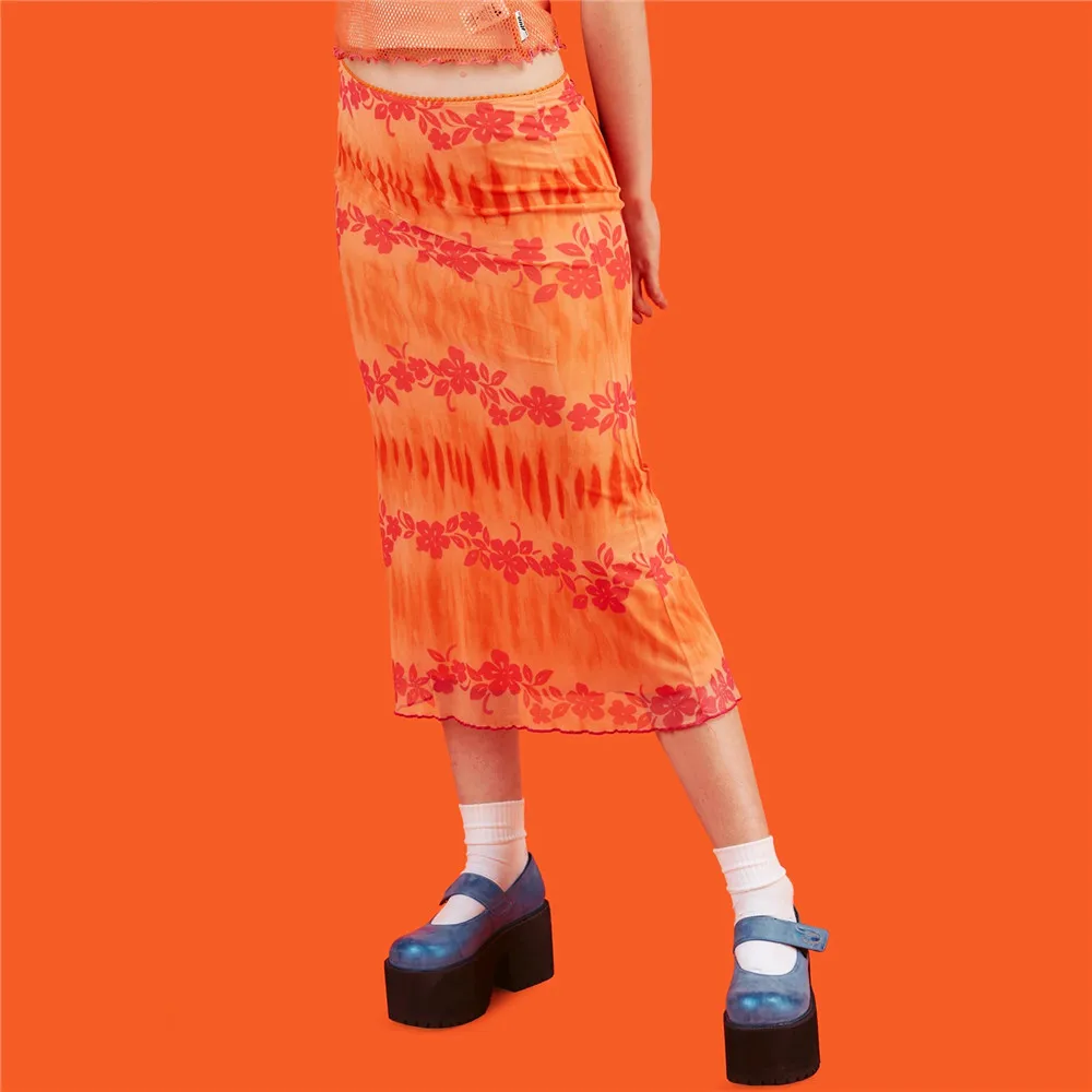 Women Fashion Sundress Floral Print Bright Colors Bohemian Style Casual Summer Holiday Beach Party Streetwear Orange Midi Skirt
Women Fashion Sundress Floral Print Bright Colors Bohemian Style Casual Summer Holiday Beach Party Streetwear Orange Midi Skirt