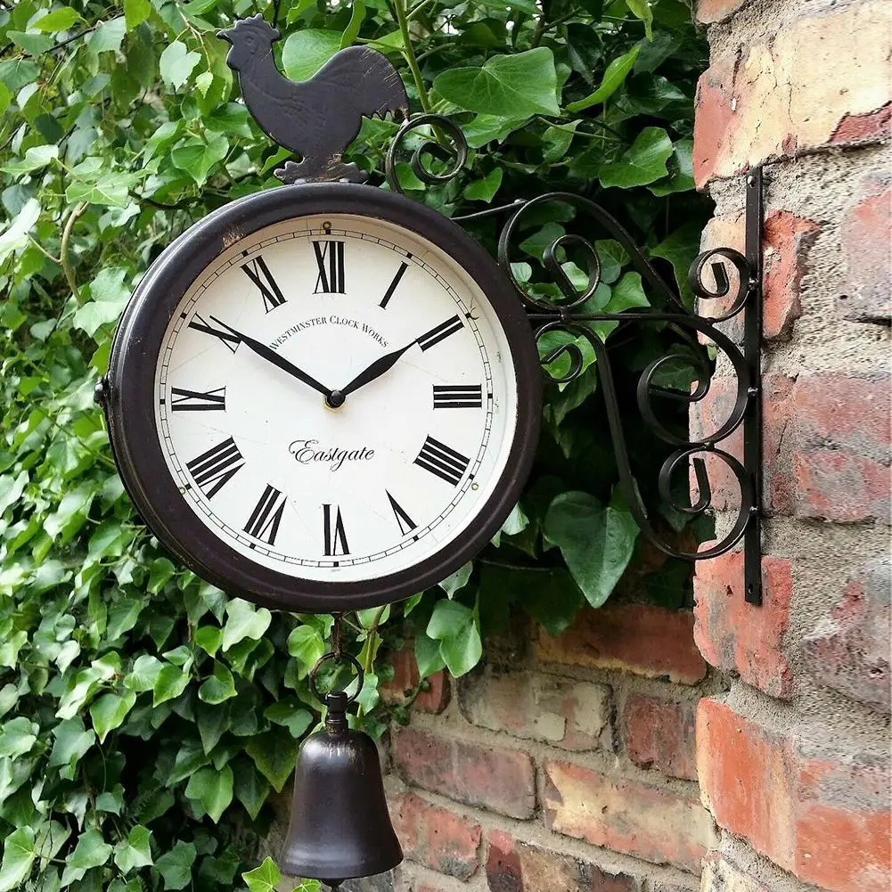 Garden Retro Home Decor Metal Frame Glass Dial Cover Reliable Outdoor Wrought Iron Double Sided Round Wall Mount Station Clock
Garden Retro Home Decor Metal Frame Glass Dial Cover Reliable Outdoor Wrought Iron Double Sided Round Wall Mount Station Clock