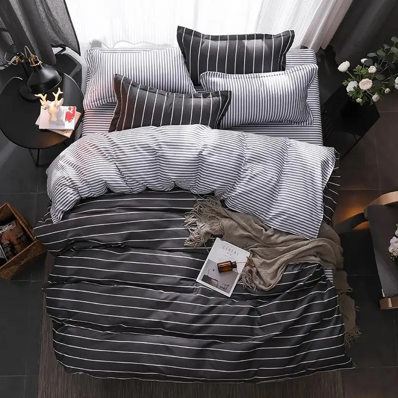 Simple Stripes Bedding Set boy students Gray Duvet Cover Set Twin Full Queen King Size Active printing 3/4pcs fashion Bedclothes
Simple Stripes Bedding Set boy students Gray Duvet Cover Set Twin Full Queen King Size Active printing 3/4pcs fashion Bedclothes