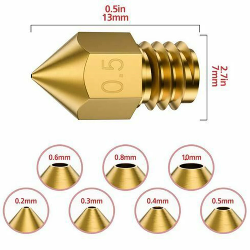Mk8 Nozzles Thread Replacement For 3D Printer CR10 0.2/0.3/0.4/0.5/0.6/0.8mm Parts Durable Practical
Mk8 Nozzles Thread Replacement For 3D Printer CR10 0.2/0.3/0.4/0.5/0.6/0.8mm Parts Durable Practical
