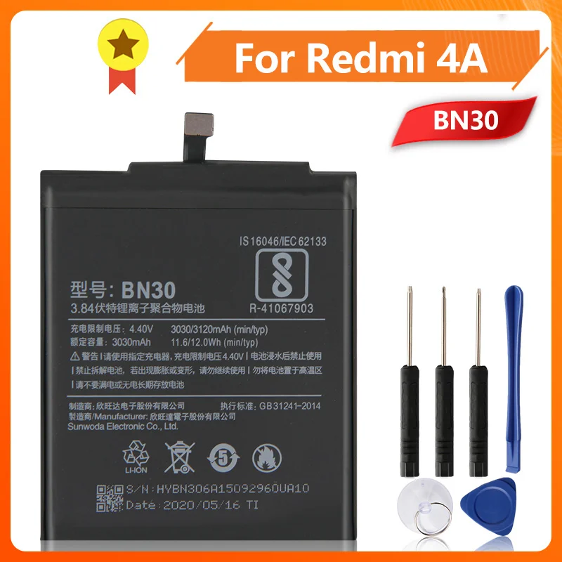 Mi BN30 Phone Battery For Xiao mi Redrice Hongmi 4A Redrice 4A BN30 3120mAh Replacement Battery + Tool
Mi BN30 Phone Battery For Xiao mi Redrice Hongmi 4A Redrice 4A BN30 3120mAh Replacement Battery + Tool