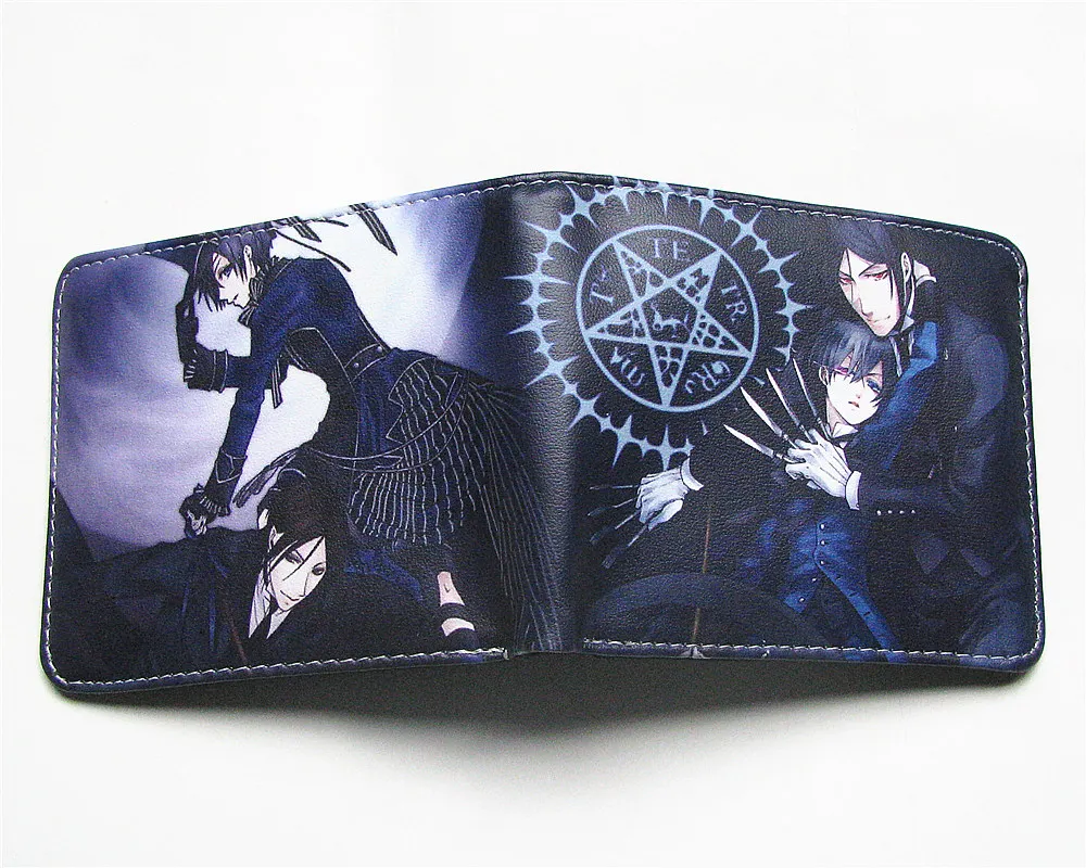 Black Butler Anime Short Wallet Sebastian Michaelis and Ciel Phantomhive Bifold Coin Purse Gift | Багаж и сумки