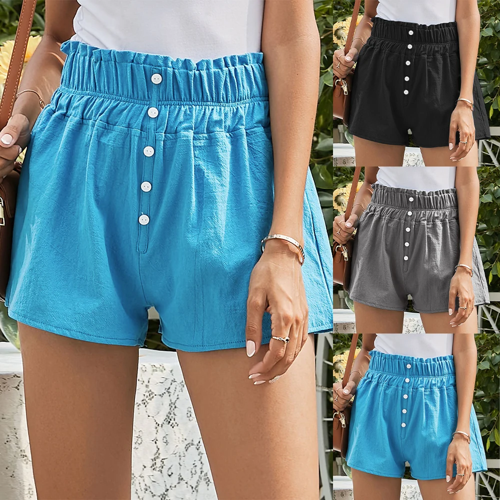 Linen Solid Color Women Shorts High Waist Casual Wide Leg Shorts Summer Buttons Loose Beach Short Pants 2021 Fashion Shorts D30
Linen Solid Color Women Shorts High Waist Casual Wide Leg Shorts Summer Buttons Loose Beach Short Pants 2021 Fashion Shorts D30