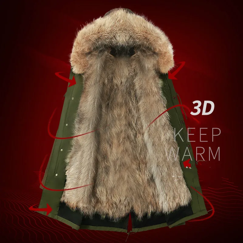 Мужская парка с натуральным мехом енота зимняя теплая куртка модель MY2024|Мужские