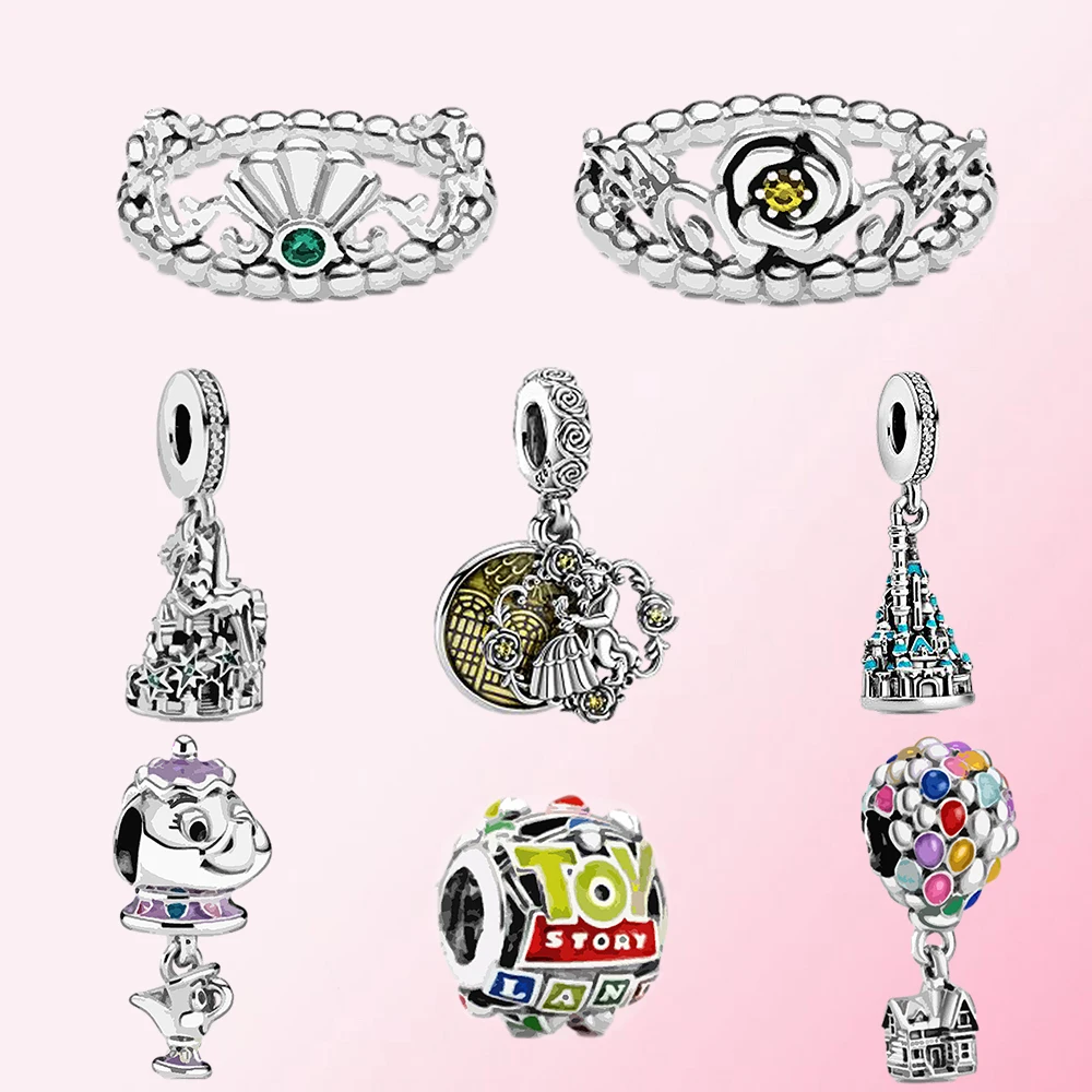 2020 New 100% 925 Sterling Silver DIS Ferris Wheel Princess Castle Toy Story Exclusive Charm High Quality Jewelry for Women