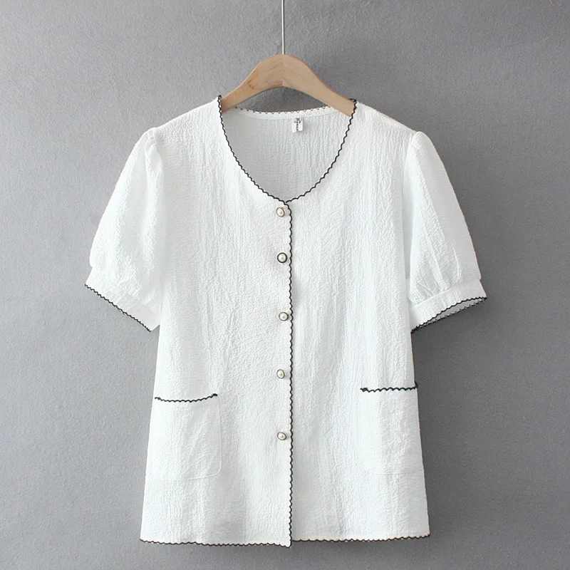 Plus Size V-neck Elegant Tops Women White Black A-line Blouse Simple Officewear Summer Blusas
Plus Size V-neck Elegant Tops Women White Black A-line Blouse Simple Officewear Summer Blusas