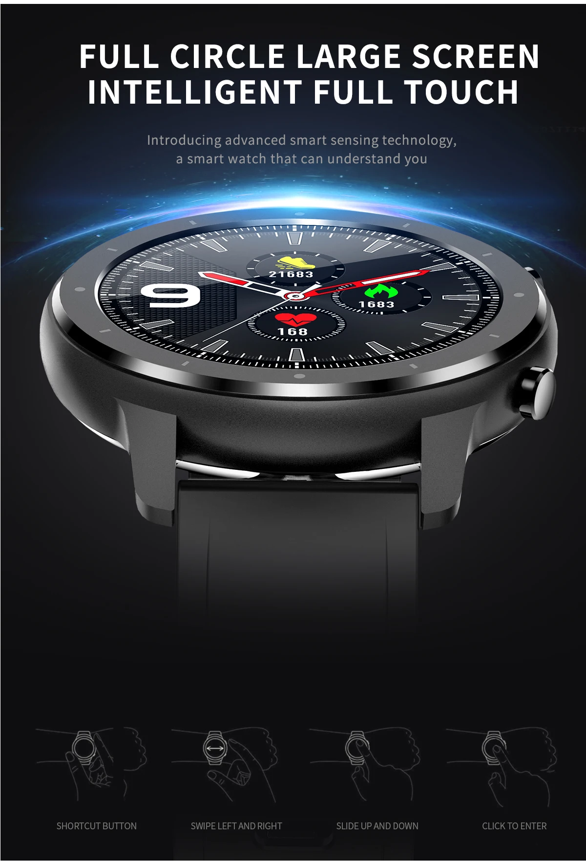 F12 1.3inch Full Round Full Touch Screen Smart Band Watch Pedometer Smartwatch Men Women Heart Rate Monitor Bracelet
F12 1.3inch Full Round Full Touch Screen Smart Band Watch Pedometer Smartwatch Men Women Heart Rate Monitor Bracelet