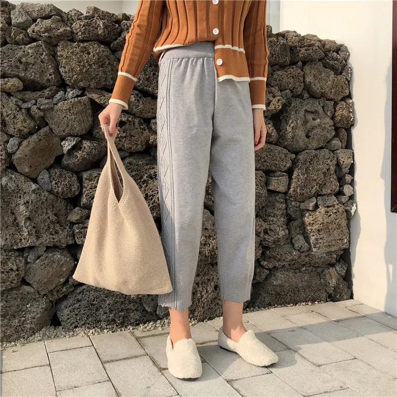 HziriP Straight Loose All Match Ankle-Length Casual Elastic Waist Solid Texture High Waist Knitted Wide Leg Trousers 3 Types
HziriP Straight Loose All Match Ankle-Length Casual Elastic Waist Solid Texture High Waist Knitted Wide Leg Trousers 3 Types