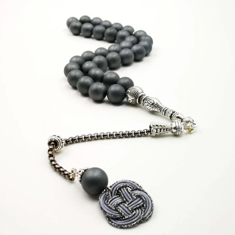 Натуральный гематит Tasbih серый матовый камень Misbaha четки ручной работы kazaz 33