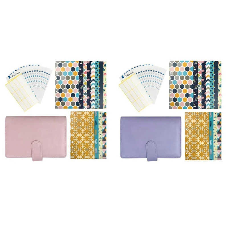 

2 набора, кошелек-конверт для денежных средств, конверты для бюджетных целей, 12 конвертов для денег, розовый и фиолетовый