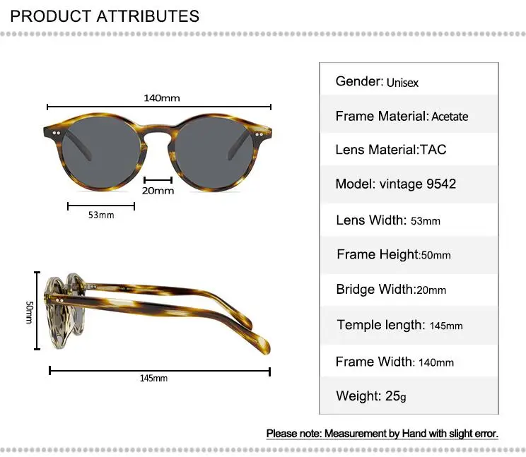 Vintage Acetate Round Sunglasses Women Full Rim Polarized Frame Brand Designer Goggle UV400 Fishing Driving Sun Glasses Men
Vintage Acetate Round Sunglasses Women Full Rim Polarized Frame Brand Designer Goggle UV400 Fishing Driving Sun Glasses Men