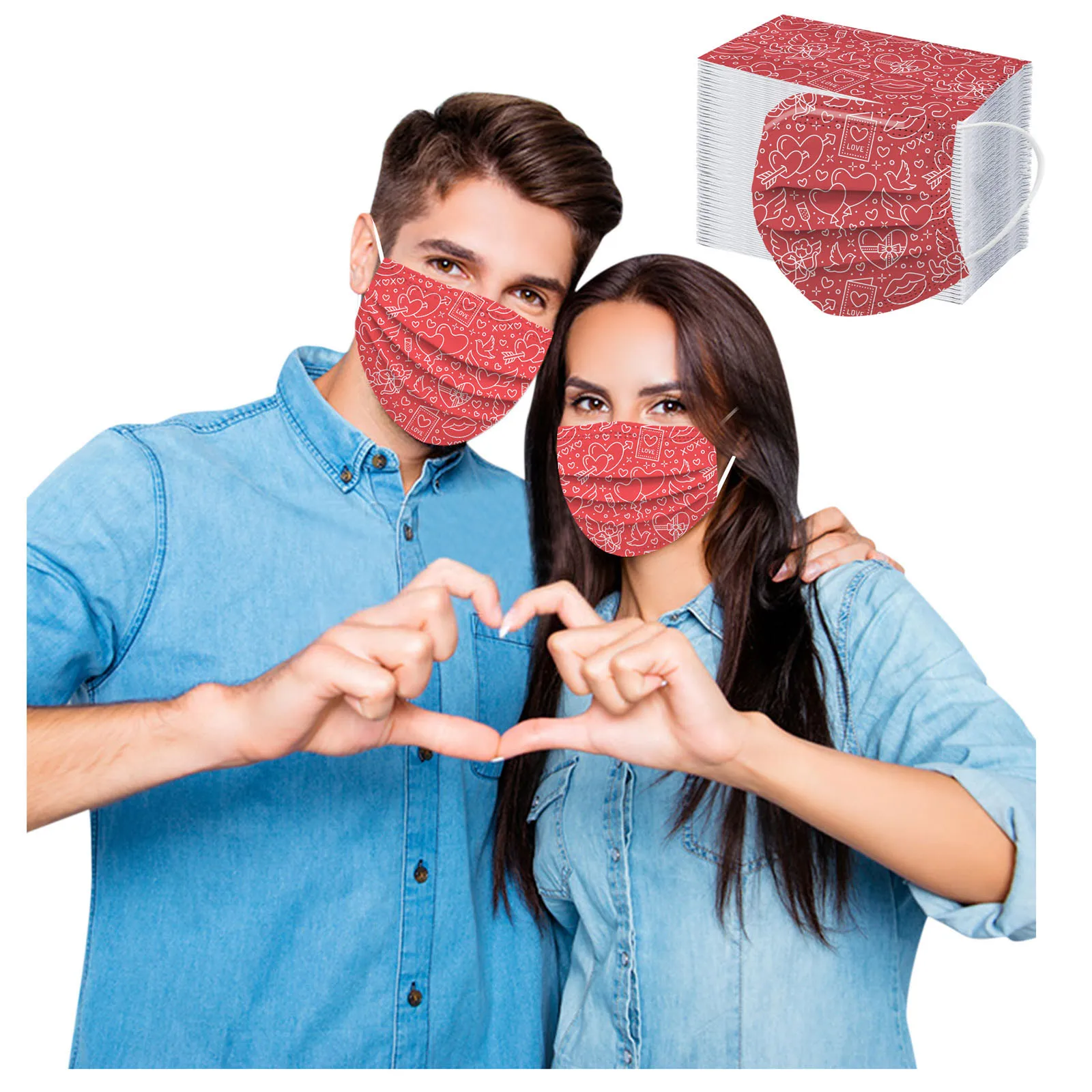 100PC Valentines Day Adult Mouth Mask Print Breathable Non Woven Disposable 3 layer Dustproof Cycling Mask Ear Loop Mouth Mask
100PC Valentines Day Adult Mouth Mask Print Breathable Non Woven Disposable 3 layer Dustproof Cycling Mask Ear Loop Mouth Mask