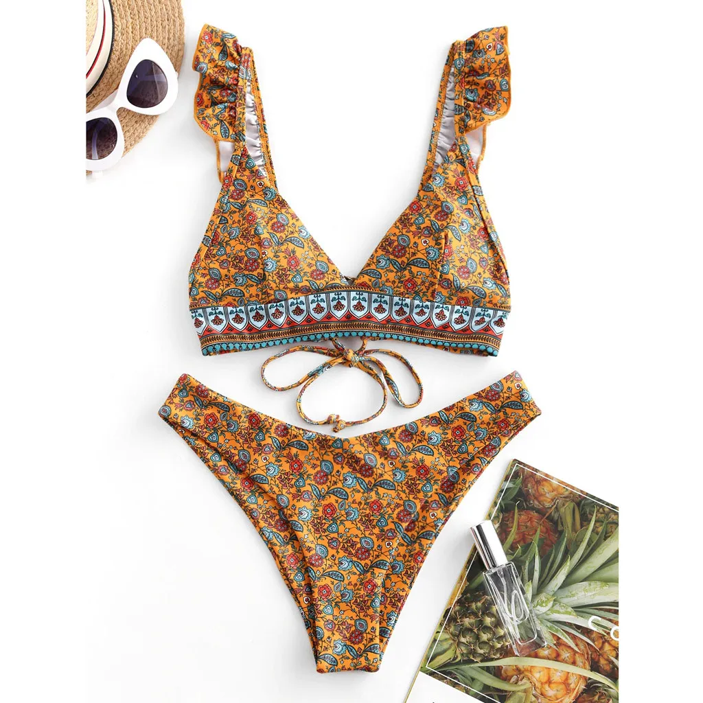 Women's Swimsuit Summer Floral Print Ruffle High Cut Bikini Set Two Piece Swimming Sexy New Swimwear Women 2021 New
Women's Swimsuit Summer Floral Print Ruffle High Cut Bikini Set Two Piece Swimming Sexy New Swimwear Women 2021 New