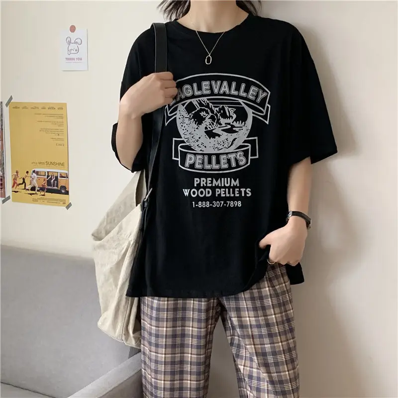 European American Style T shirts Women Summer New Short Sleeve Round Neck T-shirt femme Casual Loose Tops for Women
European American Style T shirts Women Summer New Short Sleeve Round Neck T-shirt femme Casual Loose Tops for Women