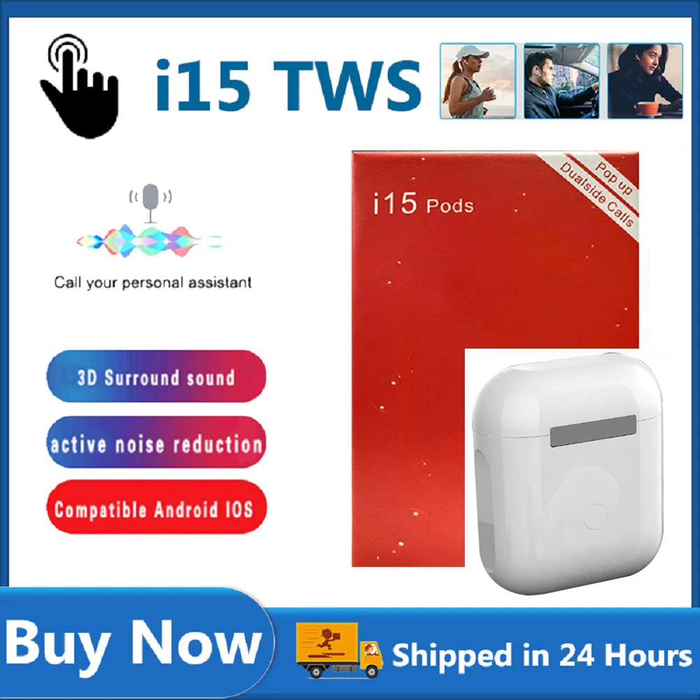 Original i15 TWS true bluetooth wireless headset Ps4 gaming earbuds touch with microphone suitable for all smartphones PK i90000
Original i15 TWS true bluetooth wireless headset Ps4 gaming earbuds touch with microphone suitable for all smartphones PK i90000