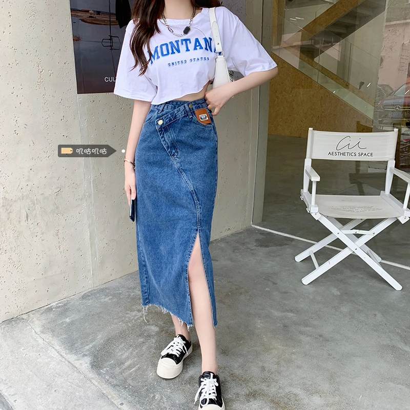 GUUZYUVIZ Oblique Waist Split Denim Skirt High Waist Jean Skirts For Ladies Midi Casual Jupe Femme
GUUZYUVIZ Oblique Waist Split Denim Skirt High Waist Jean Skirts For Ladies Midi Casual Jupe Femme