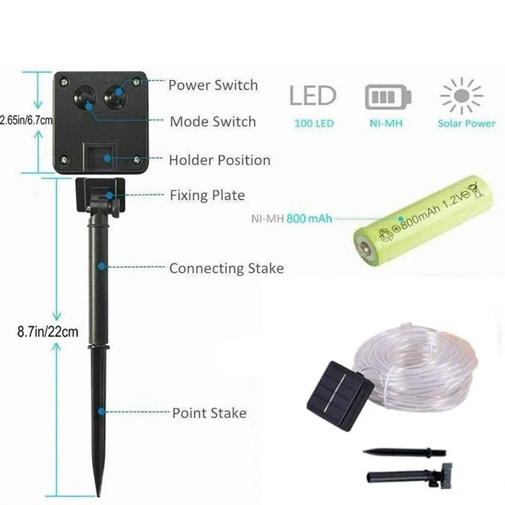 Outdoor Solar Powered Rope String Lights Waterproof 8 Modes Fairy Lights Garden Street Garland For Christmas Yard Decoration
Outdoor Solar Powered Rope String Lights Waterproof 8 Modes Fairy Lights Garden Street Garland For Christmas Yard Decoration