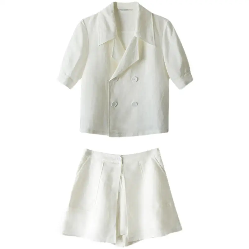Fashion Office Ladies Chiffon Two Piece Sets Outfits Women White Tops and Shorts Suits Casual Fashion Korean Style Set Summer
Fashion Office Ladies Chiffon Two Piece Sets Outfits Women White Tops and Shorts Suits Casual Fashion Korean Style Set Summer