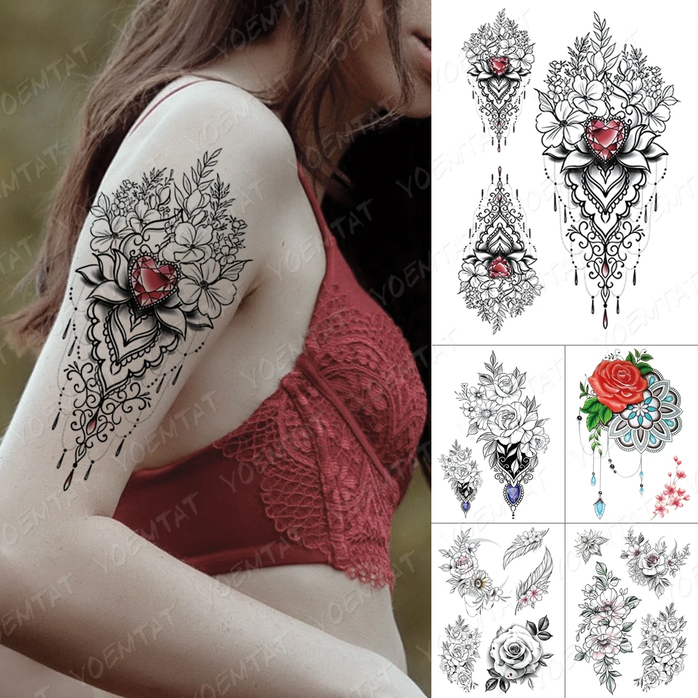 Waterproof Temporary Tattoo Sticker Ruby Mandala Henna Lace Flash Tattoos Diamond Rose Gem Body Art Arm Fake Tatoo Women Men
Waterproof Temporary Tattoo Sticker Ruby Mandala Henna Lace Flash Tattoos Diamond Rose Gem Body Art Arm Fake Tatoo Women Men