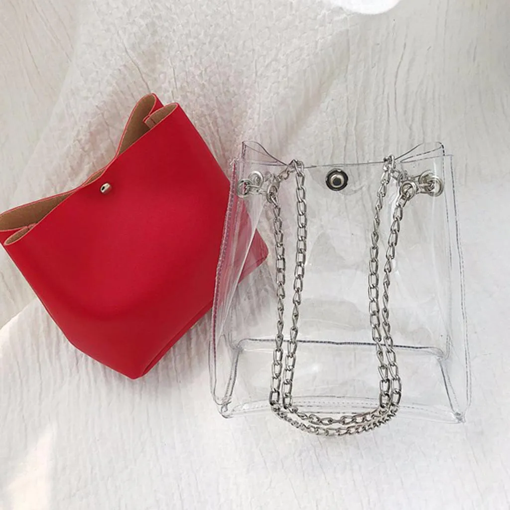 2020 New Women Small Bucket Bags Plastic Transparent Totes Composite Simple Chain Bag Compound Female Mini Bag Jelly Handbags
2020 New Women Small Bucket Bags Plastic Transparent Totes Composite Simple Chain Bag Compound Female Mini Bag Jelly Handbags