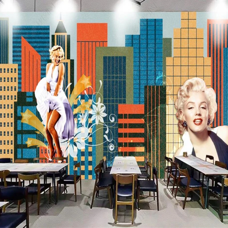 Hollywood star Monroe Retro Restaurant Wall Mural Wallpaper New York City Industrial style Bedroom Decoration Wallpaper Mural
Hollywood star Monroe Retro Restaurant Wall Mural Wallpaper New York City Industrial style Bedroom Decoration Wallpaper Mural