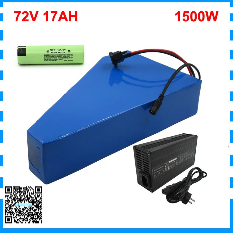 2000W 72V 20AH Electric Bike Battery pack 72 V 17AH triangle Lithium Ebike Batteria with free bag NCR18650PF cell 40A BMS
2000W 72V 20AH Electric Bike Battery pack 72 V 17AH triangle Lithium Ebike Batteria with free bag NCR18650PF cell 40A BMS