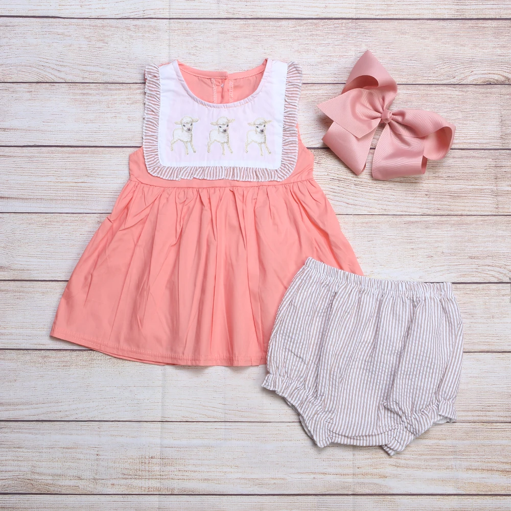Summer Girls Clothes Orange Sleeveless Skirt And Brown Stripe Triangle Shorts Three Sheep Embroidered Toddler Girl Outfits
Summer Girls Clothes Orange Sleeveless Skirt And Brown Stripe Triangle Shorts Three Sheep Embroidered Toddler Girl Outfits