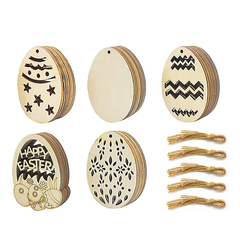 50 Pack Easter Egg Wood Slice Ornaments DIY Wooden Egg Shape Crafts Hanging Easter Decorations for Easter Party Supplies
50 Pack Easter Egg Wood Slice Ornaments DIY Wooden Egg Shape Crafts Hanging Easter Decorations for Easter Party Supplies